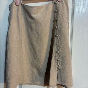 LOFT Tan Cream Linen Wrap Skirt